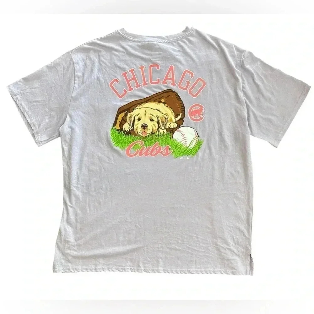 NWT Chicago Cubs Graphic T Shirt Lavender Purple Lab Puppy Women’s Size XL